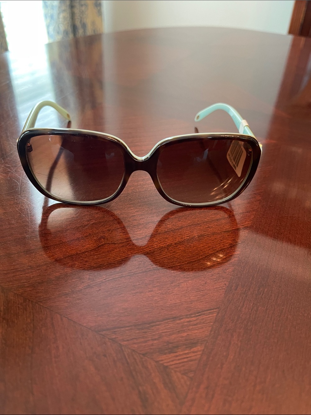 Classic Oversized TIFFANY Women's Sunglasses in Brown and Light Blue